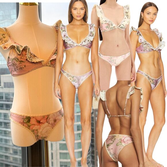 🆕 ZIMMERMANN 🧿 NWT Waverly Crochet Frill Bikini Set, Sz 2 US 6 / 8 - Picture 1 of 16